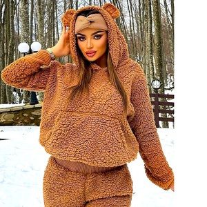 Fashion nova brown Teddy suit